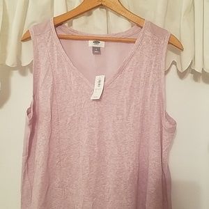 Purple v neck sheer tank top